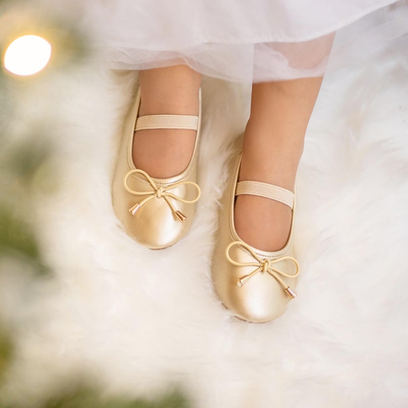 Felix & Flora Girls Mary Jane Flat Dress Shoe for Toddler Little Kid Party School (8 Toddler,Gold) - Image 2